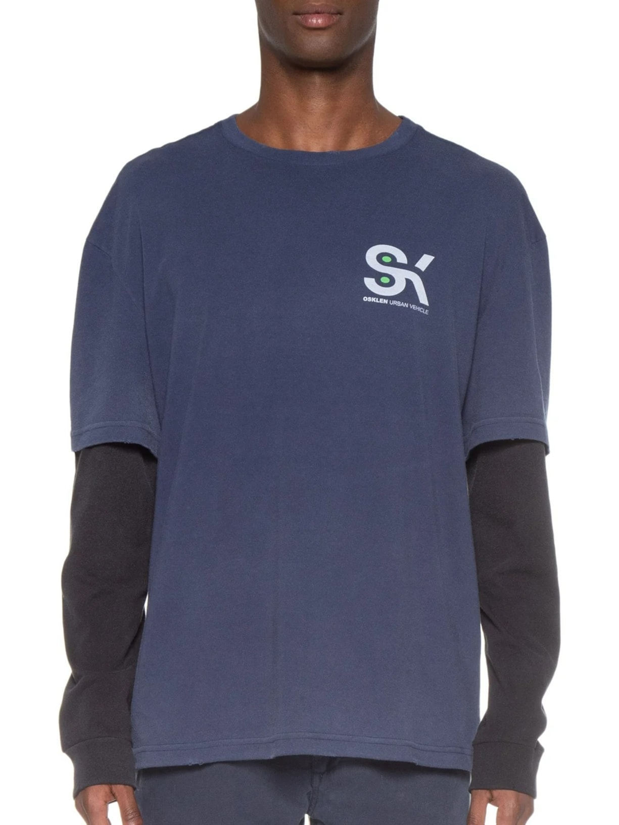 Camiseta Masculina Manga Longa Gola Careca Sk8 Azul Osklen