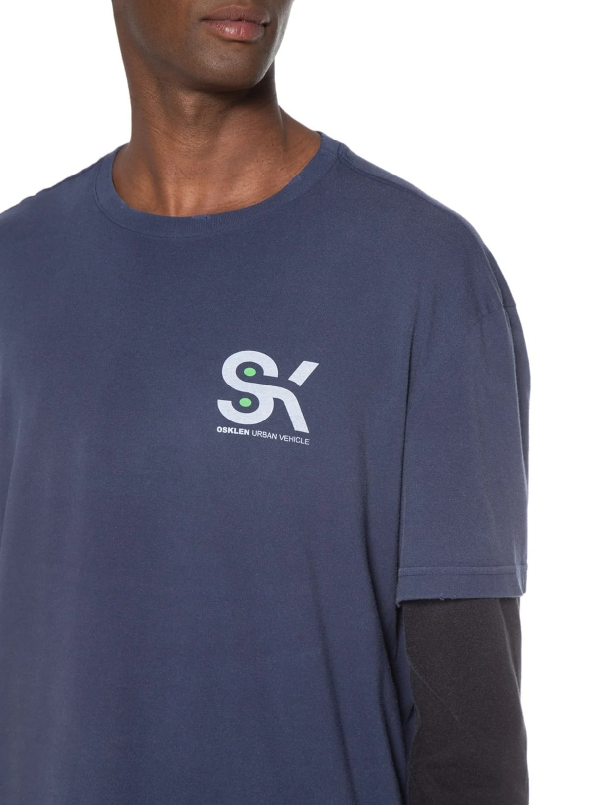 Camiseta Masculina Manga Longa Gola Careca Sk8 Azul Osklen