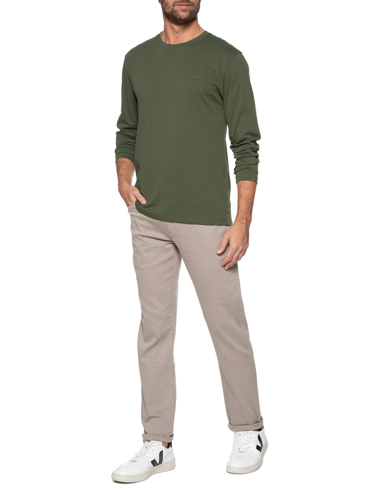Camiseta Masculina Manga Longa Heavy Knit Verde Jab