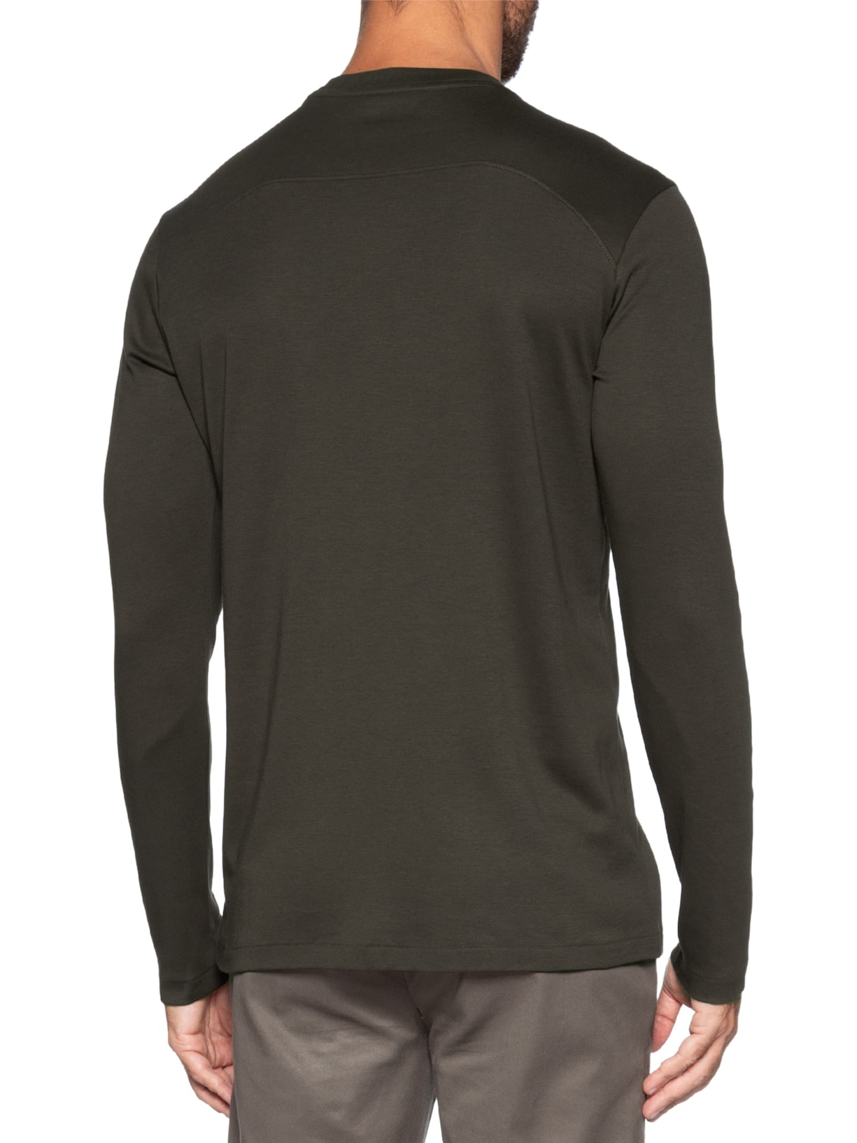 Camiseta Masculina Manga Longa Interlock – Marrom Ricardo Almeida