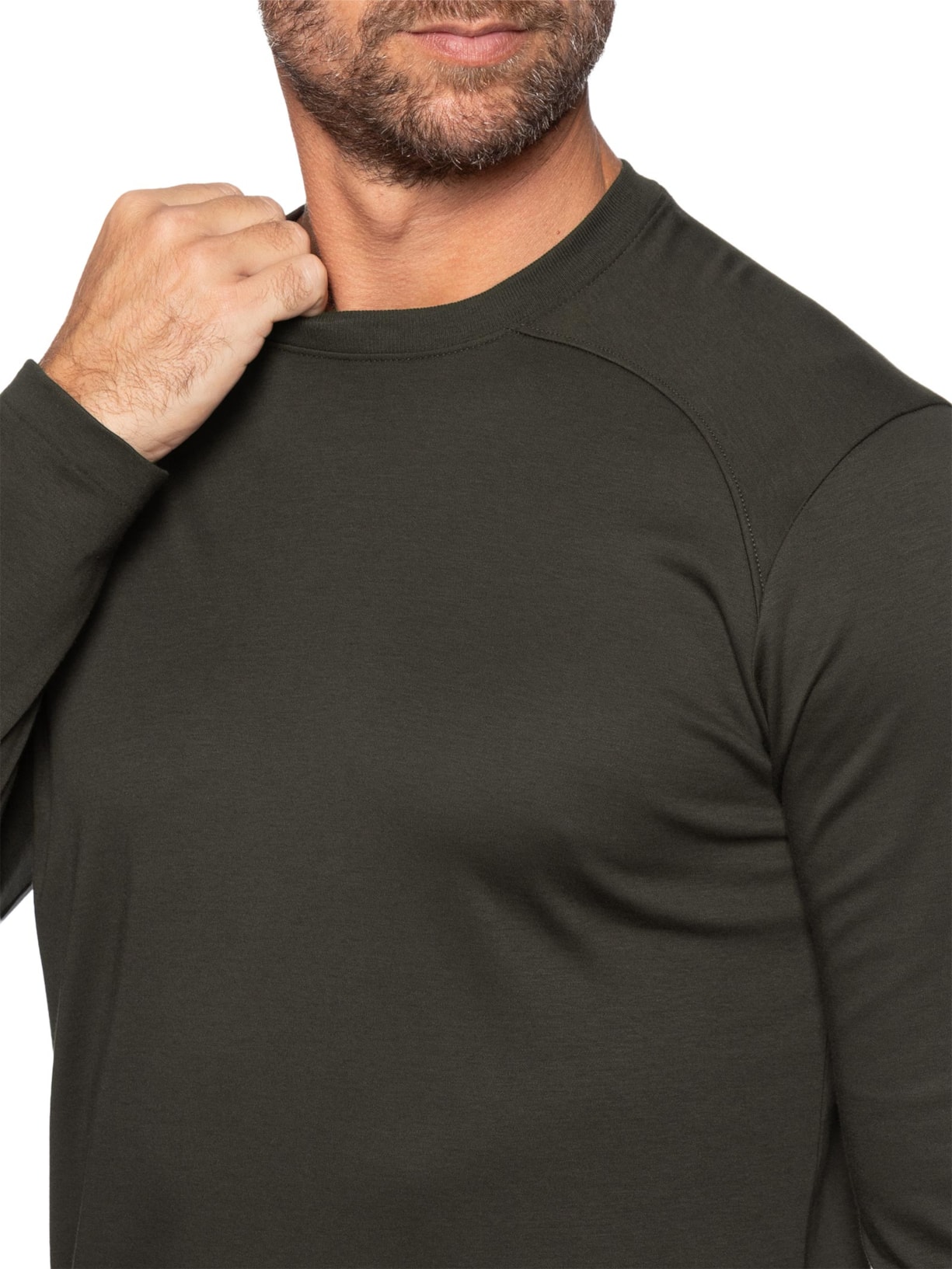 Camiseta Masculina Manga Longa Interlock – Marrom Ricardo Almeida