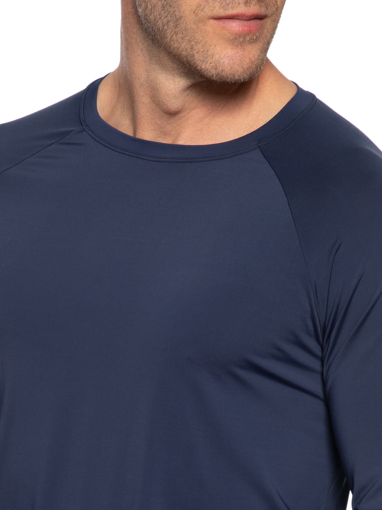Camiseta Masculina Manga Longa Lisa Azul Body For Sure