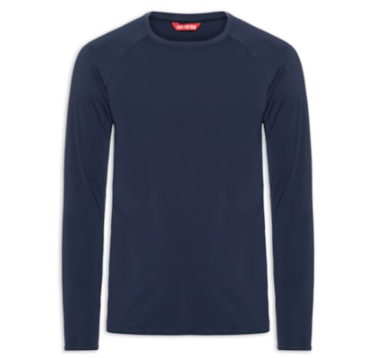 Camiseta Masculina Manga Longa Lisa - Azul