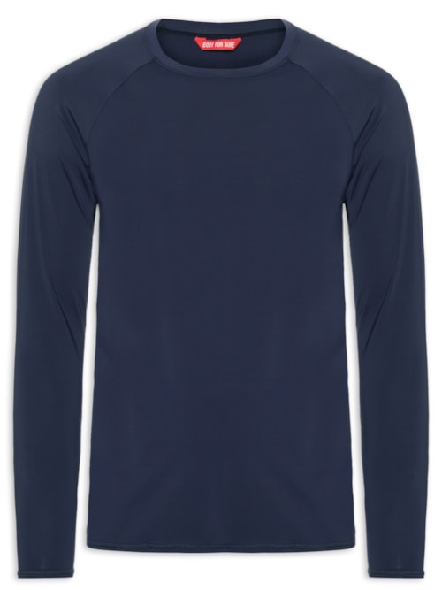 Camiseta Masculina Manga Longa Lisa - Azul