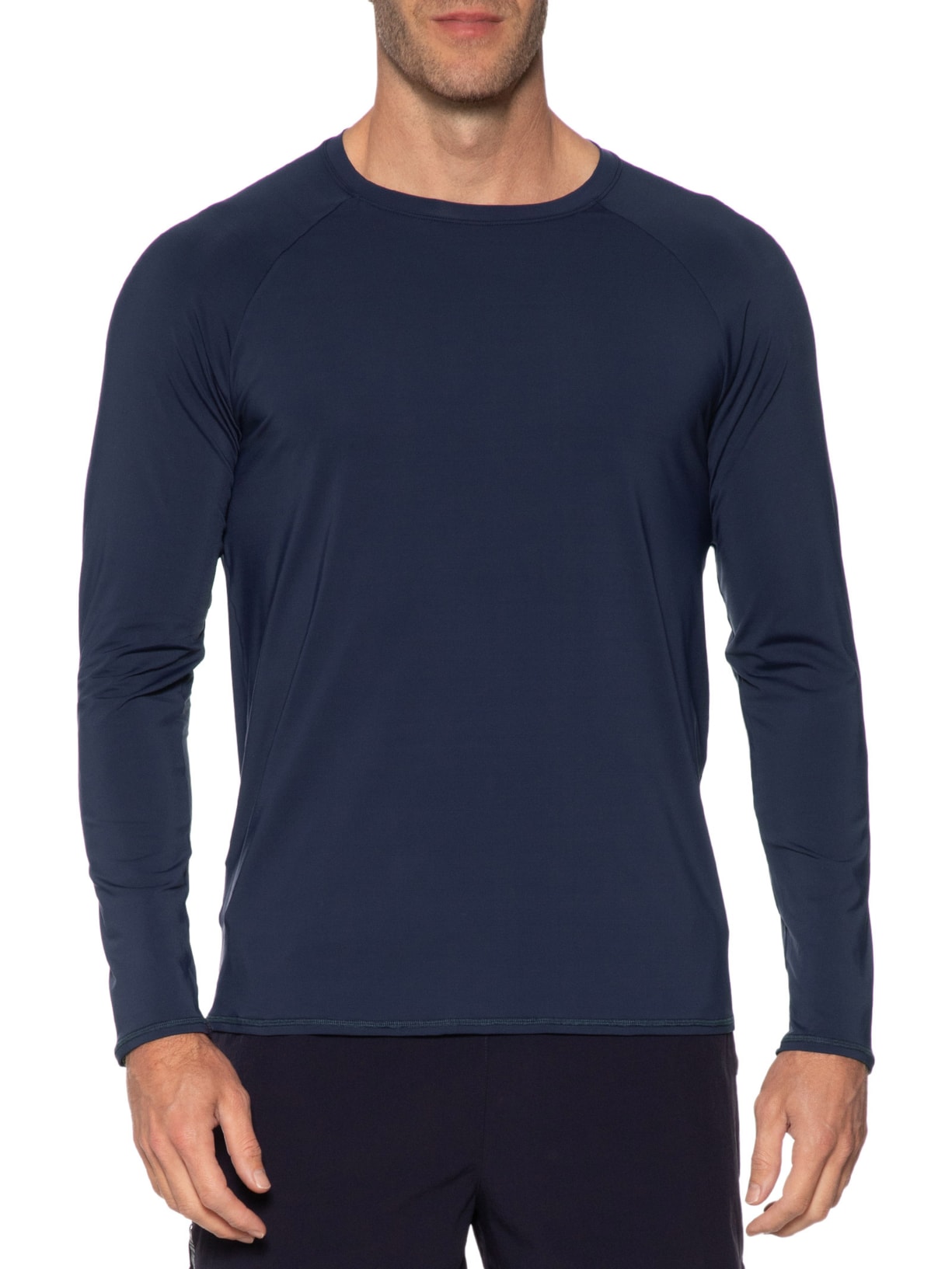 Camiseta Masculina Manga Longa Lisa Azul Body For Sure