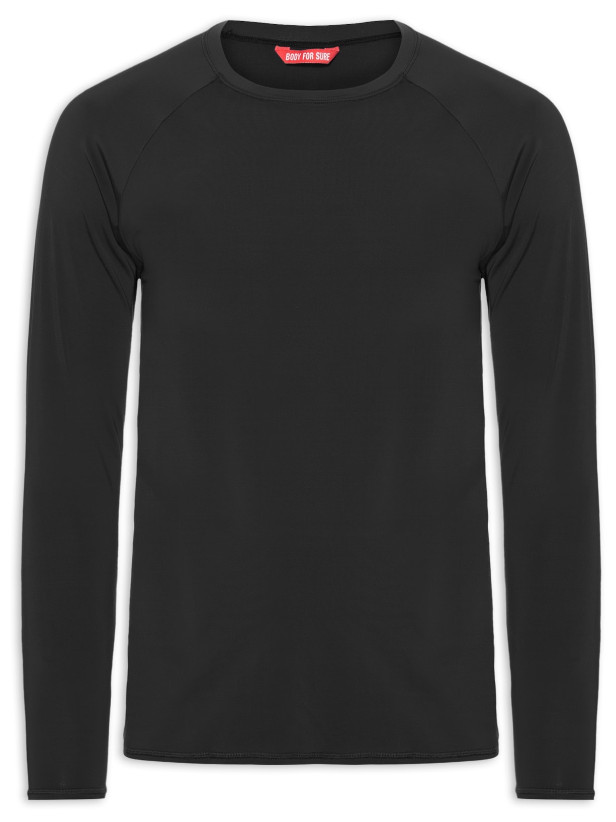 Camiseta Masculina Manga Longa Lisa Preto Body For Sure