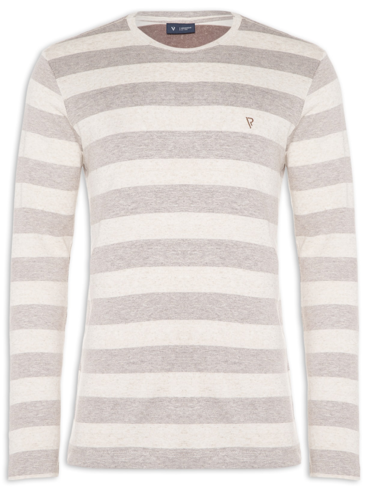 Camiseta Masculina Manga Longa Listrado Breeze Semi - Cinza