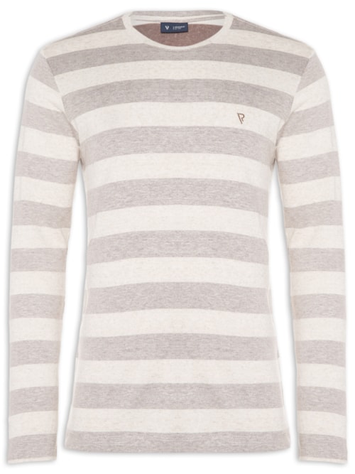 Camiseta Masculina Manga Longa Listrado Breeze Semi - Cinza
