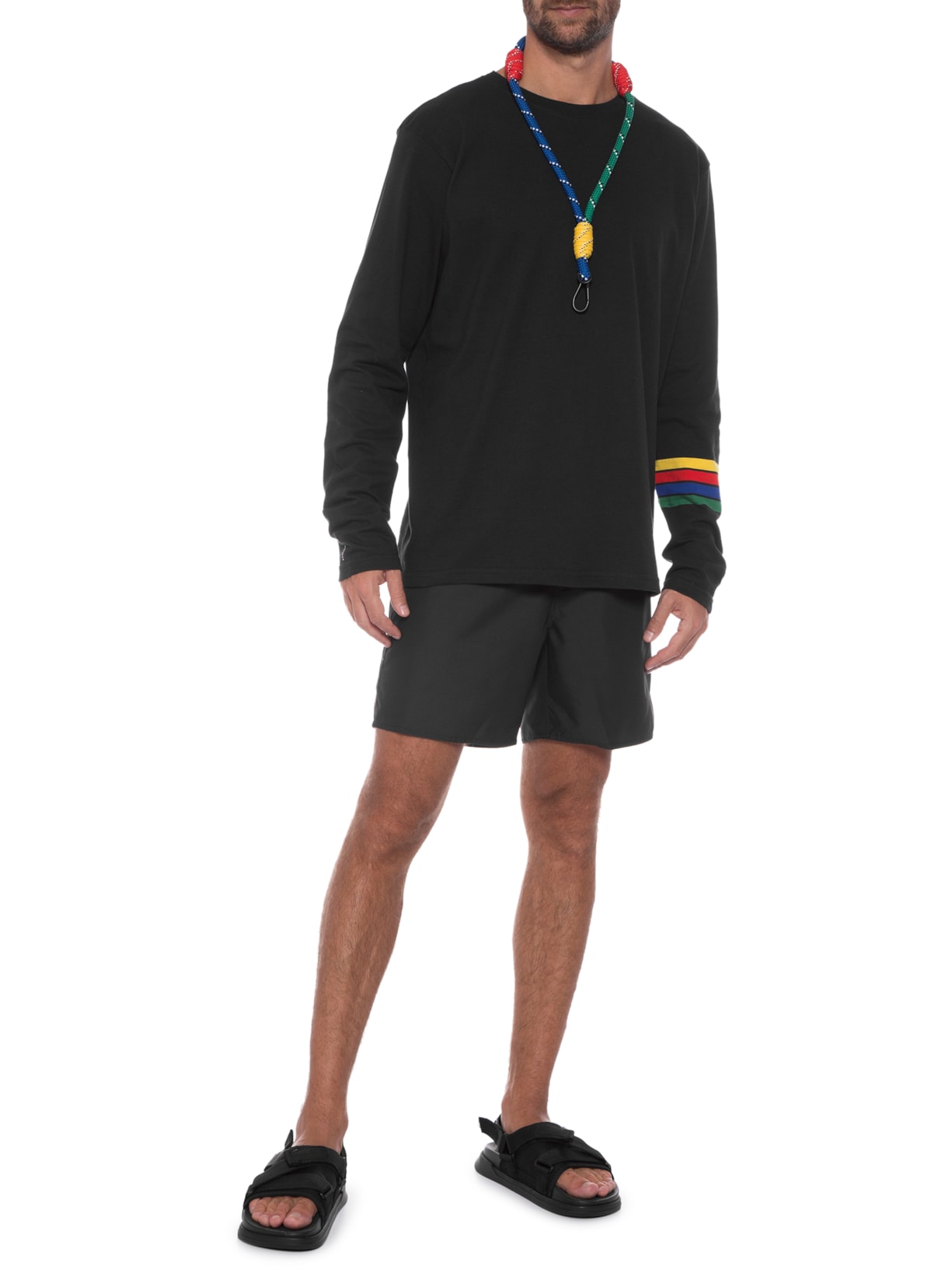 Camiseta Masculina Manga Longa Local Stripes Preto Osklen