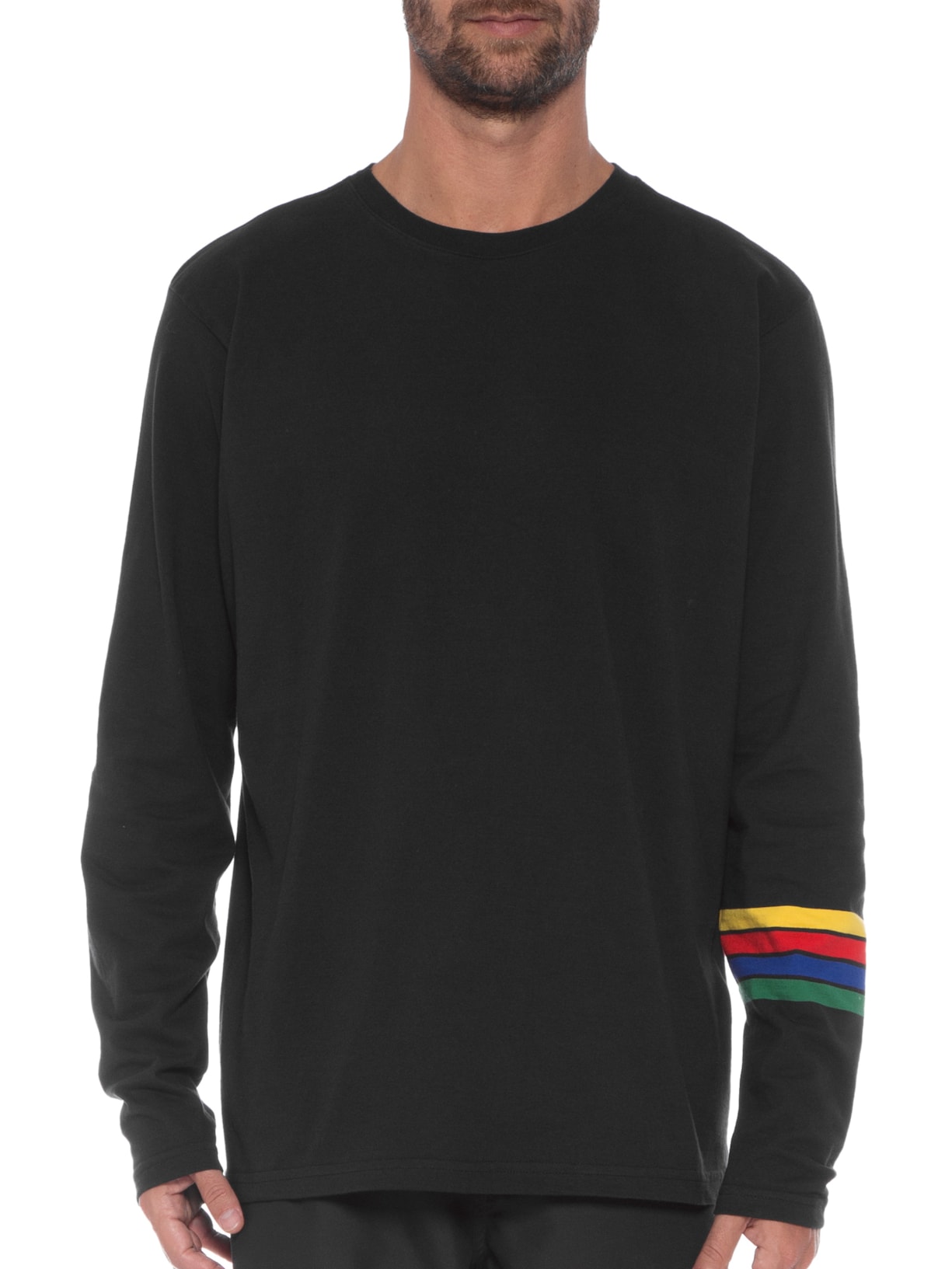 Camiseta Masculina Manga Longa Local Stripes Preto Osklen