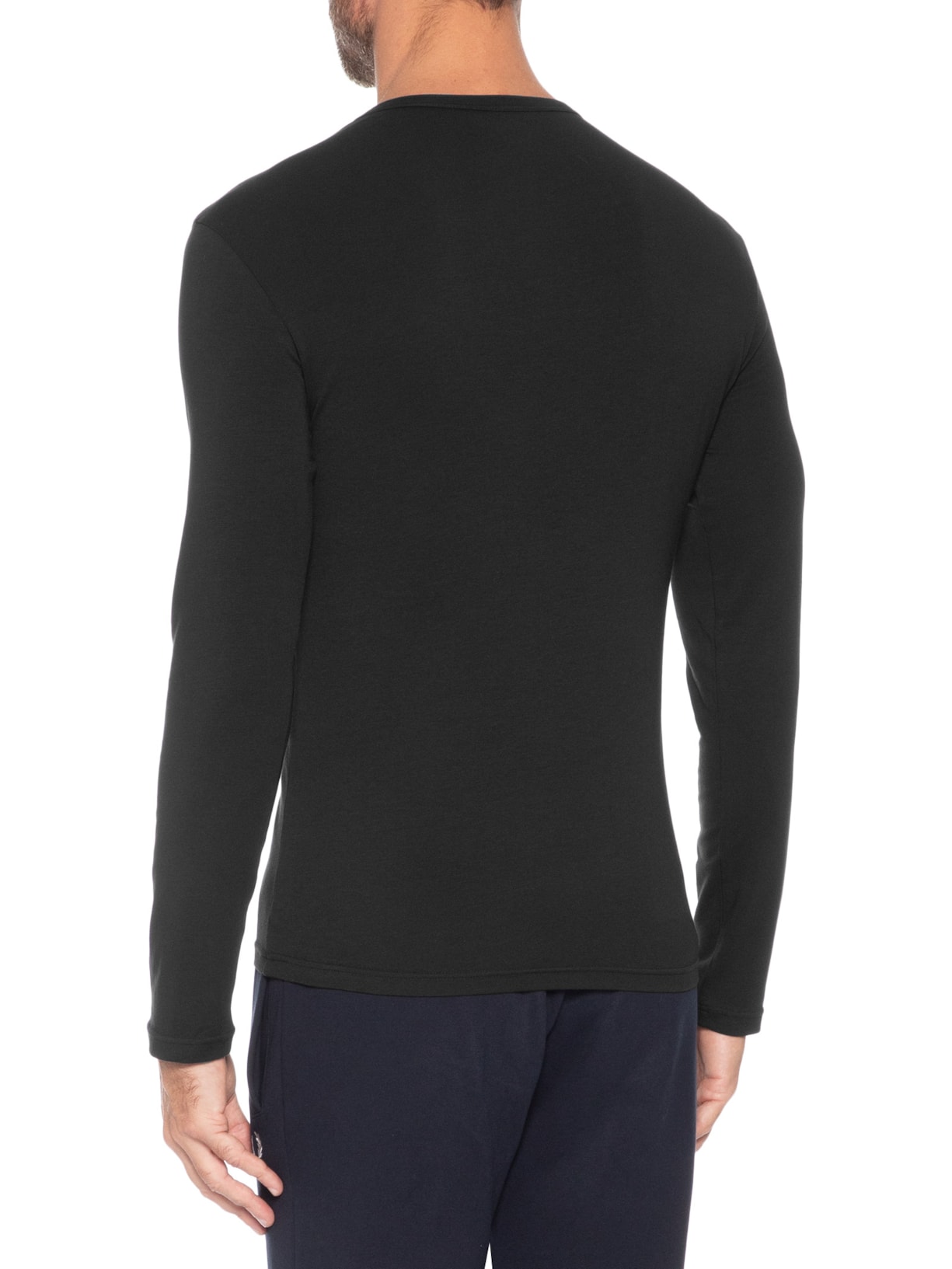 Camiseta Masculina Manga Longa Logo Águia Preto Emporio Armani Bodywear