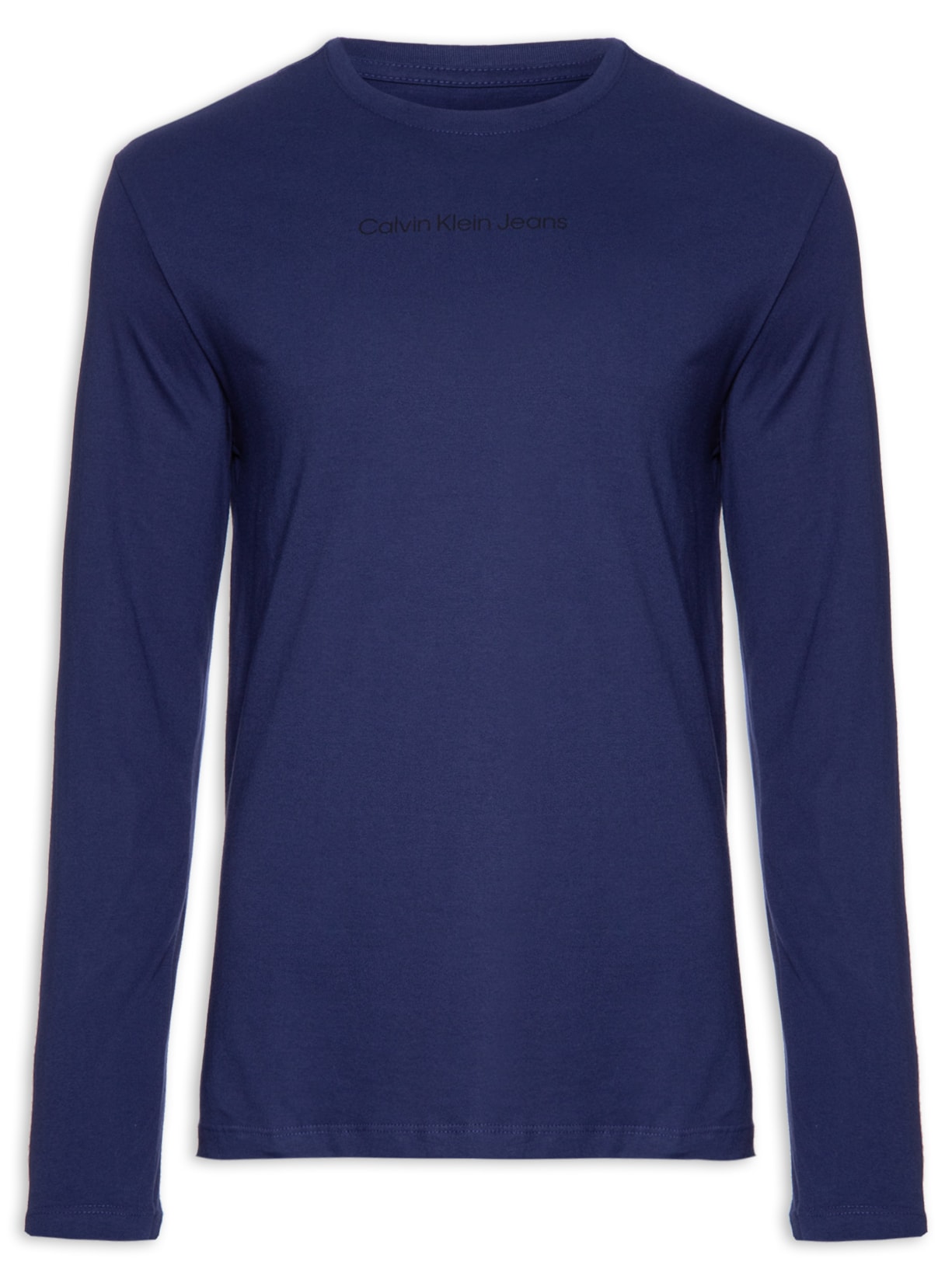 Camiseta Masculina Manga Longa Logo Centralizado - Azul