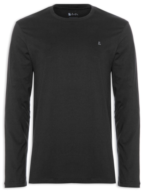 Camiseta Masculina Manga Longa Logo - Preto