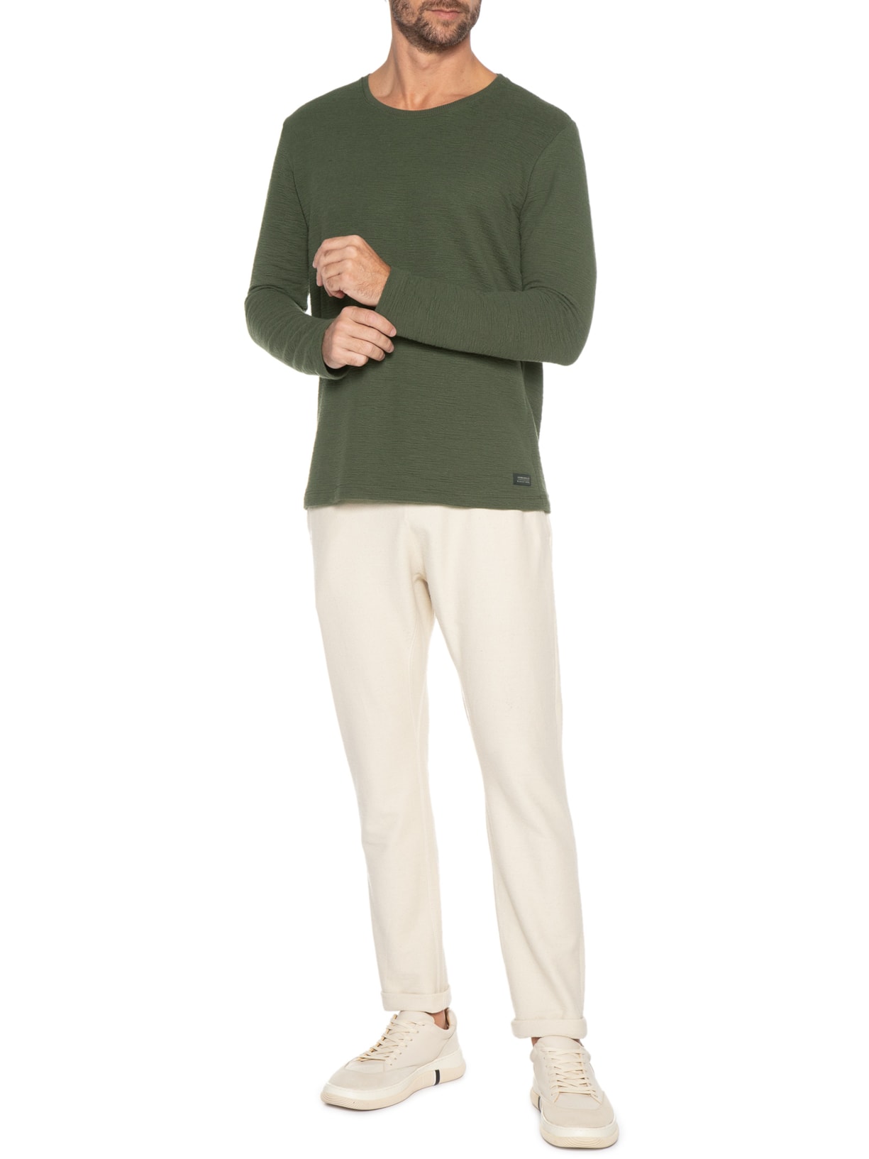 Camiseta Masculina Manga Longa Malha Free Verde Armadillo