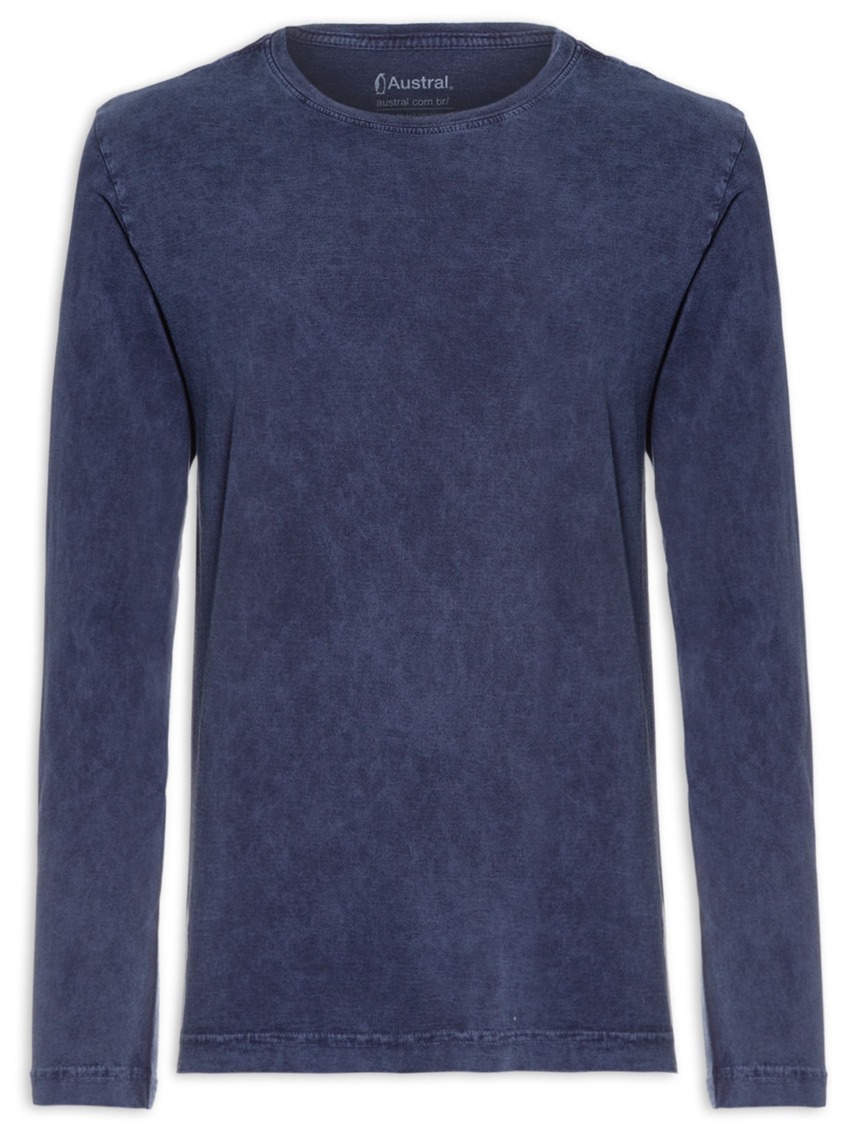 Camiseta Masculina Manga Longa Marmorizada - Azul