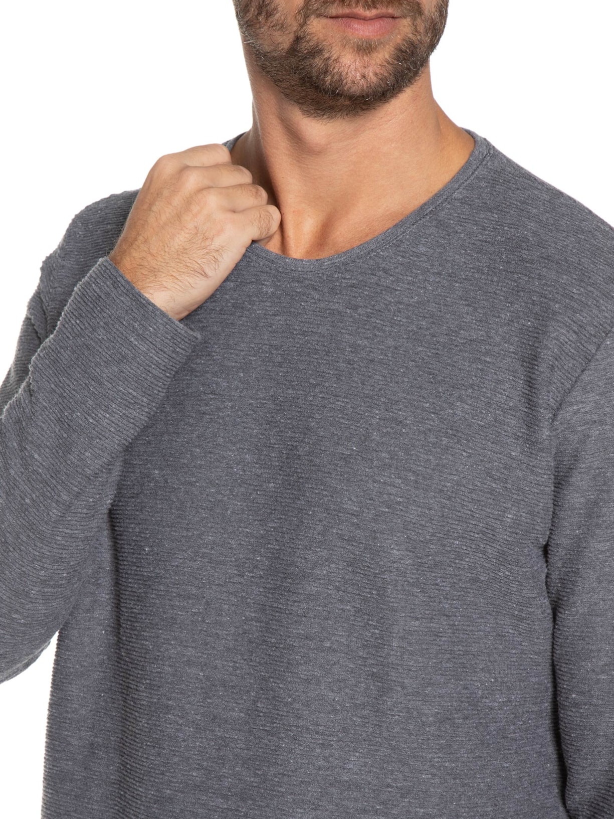 Camiseta Masculina Manga Longa Moletom Lip Cinza Armadillo