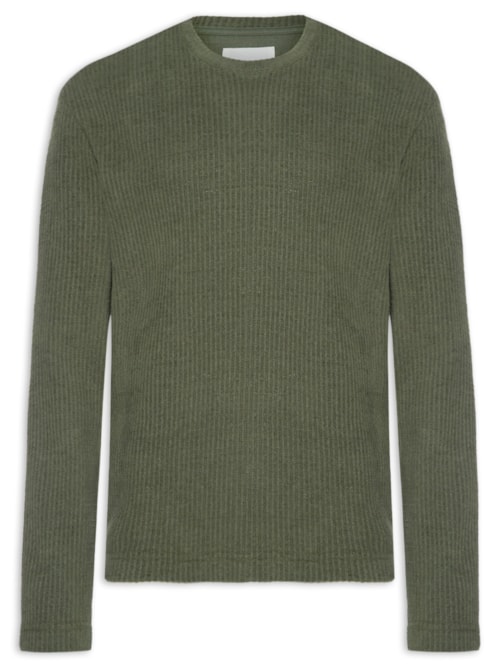 Camiseta Masculina Manga Longa Over Rustic Canelado - Verde