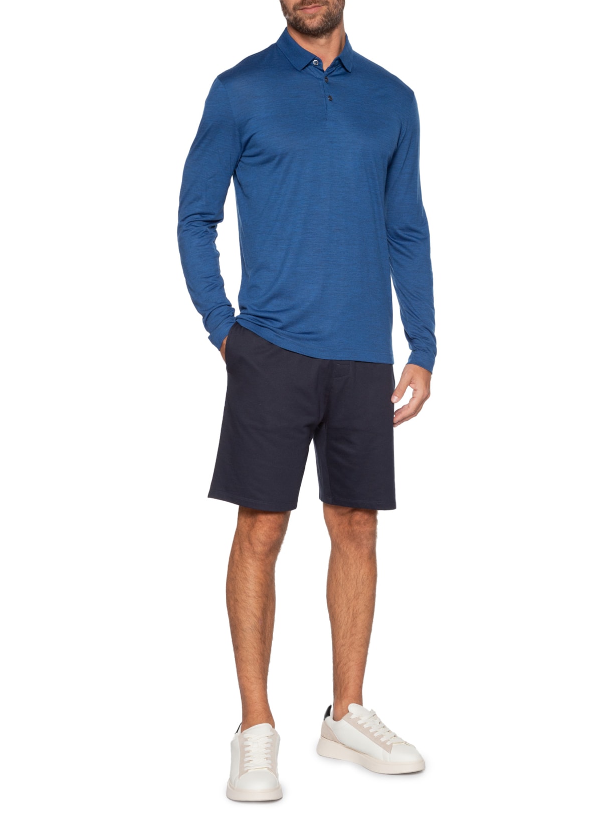 Camiseta Masculina Manga Longa Person Azul Boss