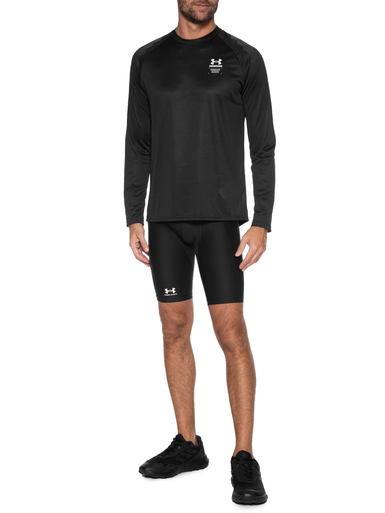 Camiseta Masculina Manga Longa Prin Preto Under Armour