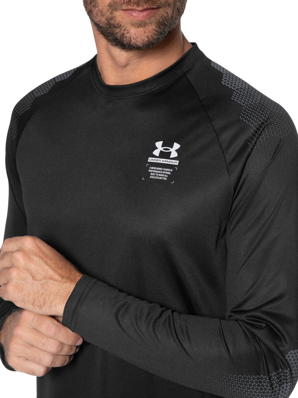 Camiseta Masculina Manga Longa Prin Preto Under Armour
