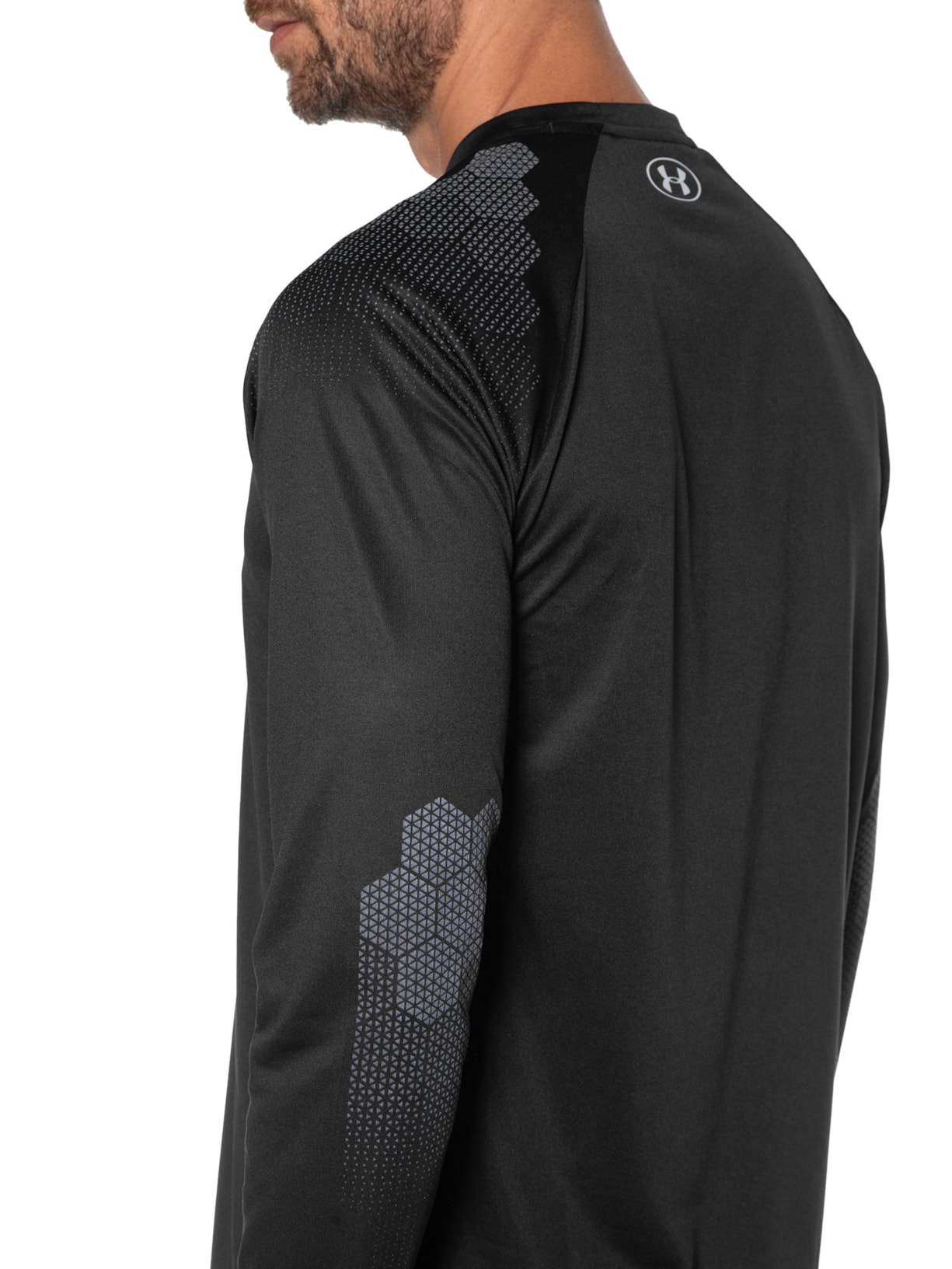 Camiseta Masculina Manga Longa Prin Preto Under Armour
