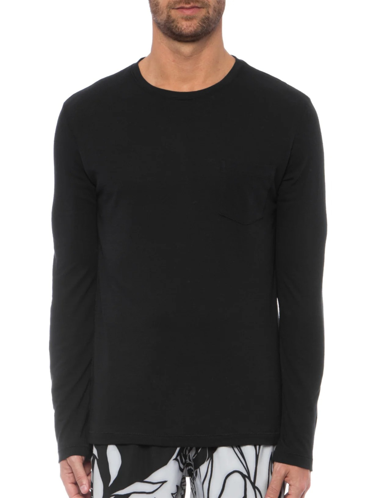 Camiseta Masculina Manga Longa Rustic Pocket E-Basics ML II Preto Osklen