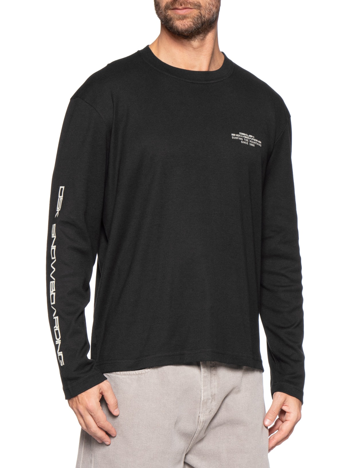 Camiseta Masculina Manga Longa Skateboarding SK8 Preto Osklen