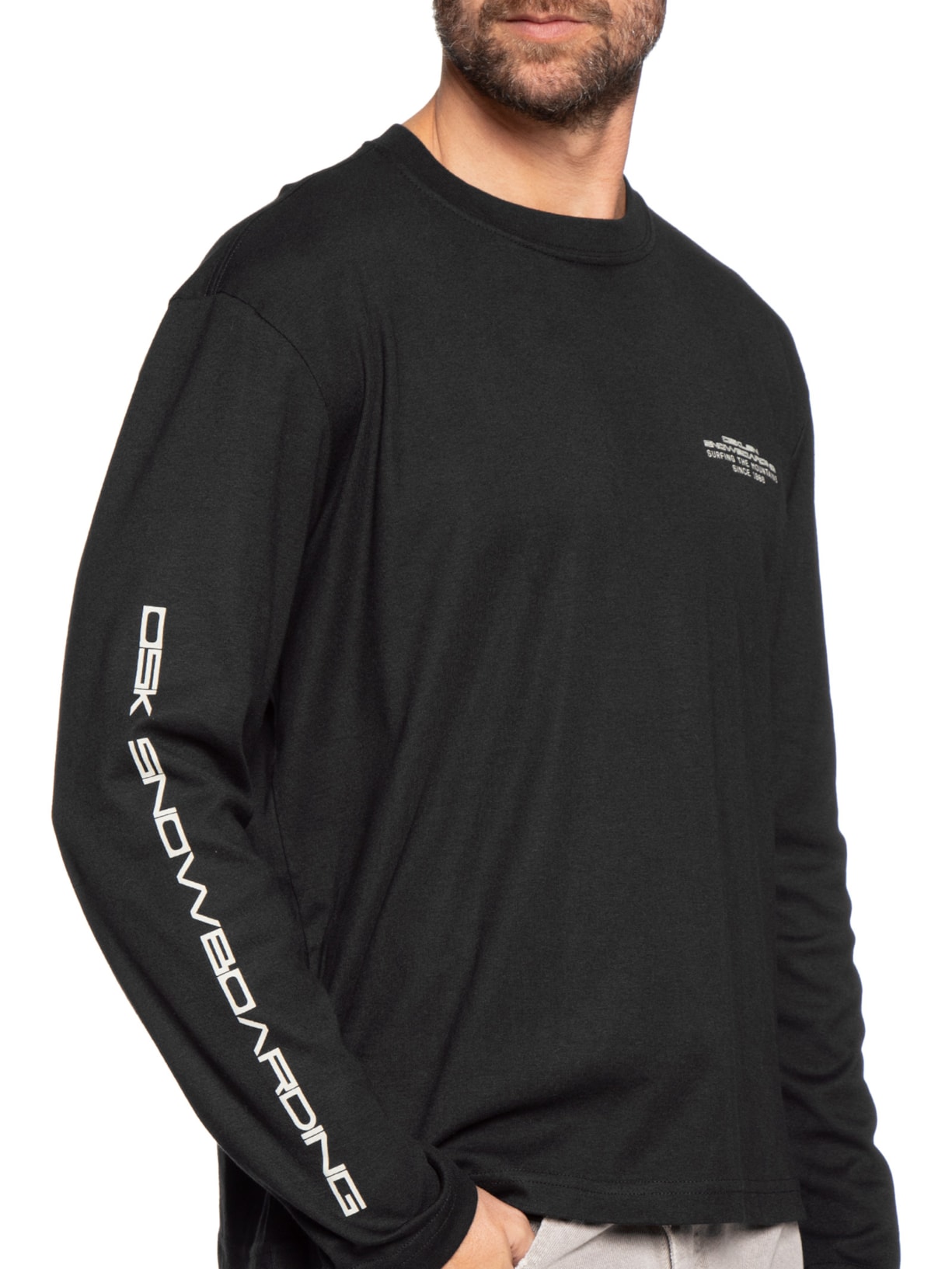 Camiseta Masculina Manga Longa Skateboarding SK8 Preto Osklen