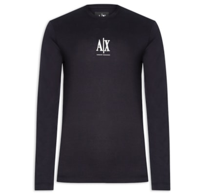 Camiseta Masculina Manga Longa Slim Fit AX - Azul