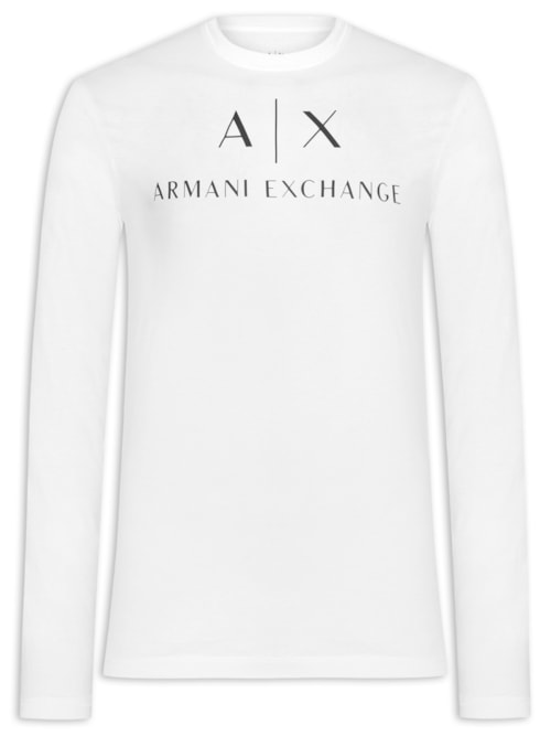 Camiseta Masculina Manga Longa Slim Fit AX - Branco