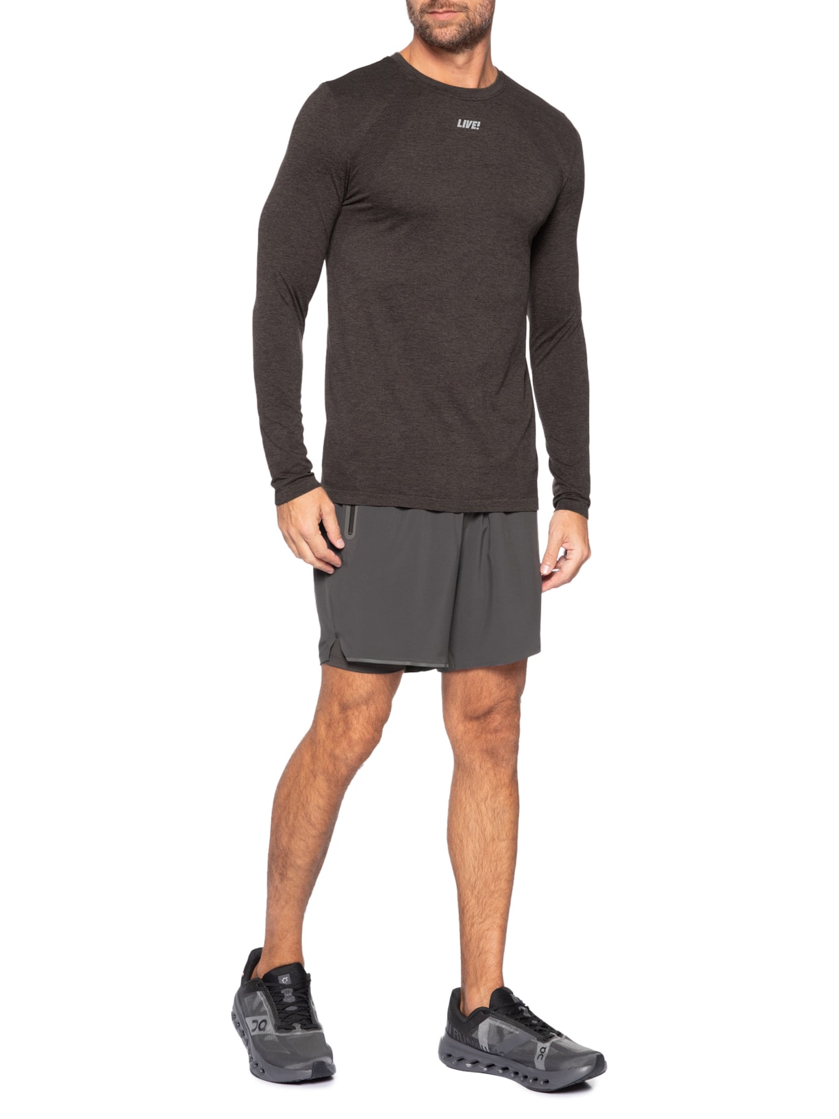 Camiseta Masculina Manga Longa Slim Train – Cinza Live!