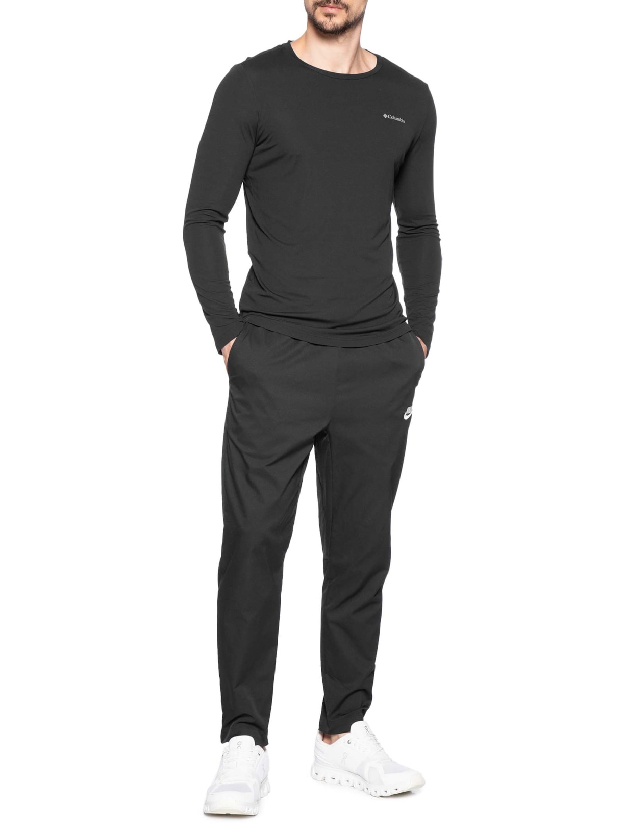 Camiseta Masculina Manga Longa Sportwear Neblina Omni-Shade Fps 50 Preto Columbia