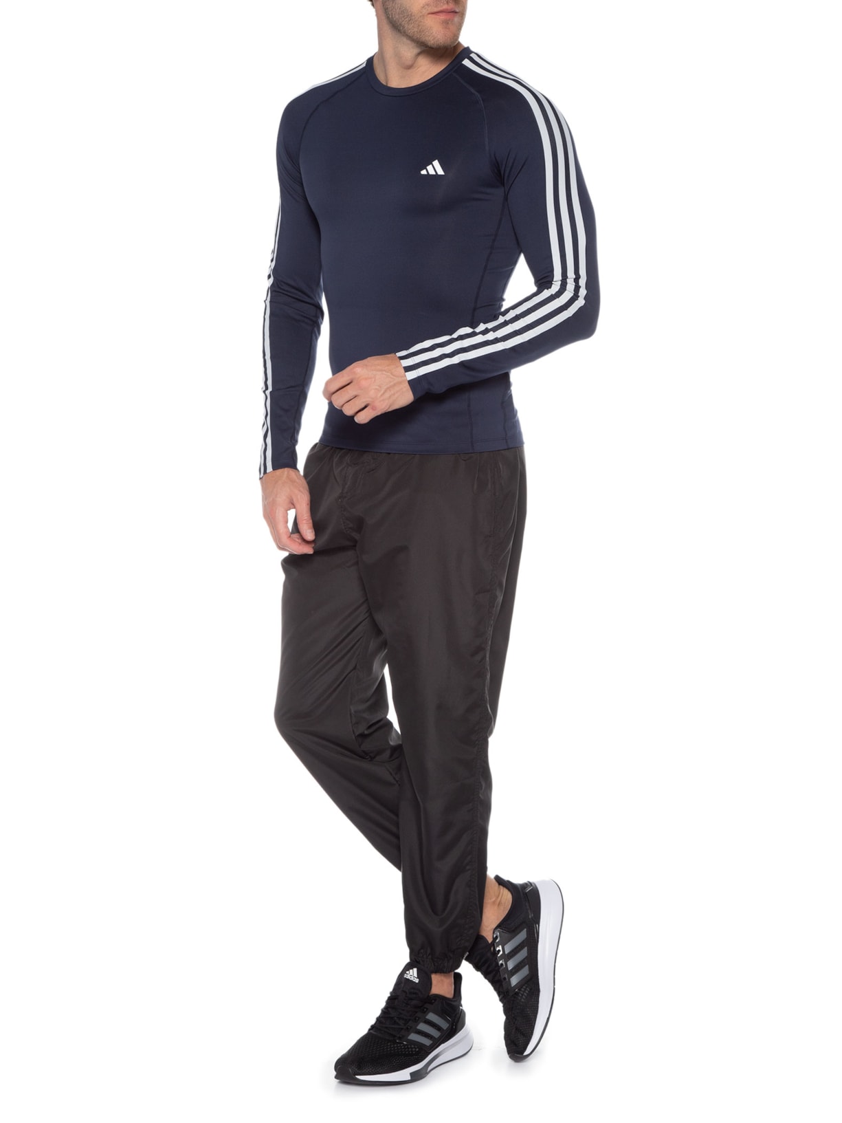 Camiseta Masculina Manga Longa Techfit Azul Adidas