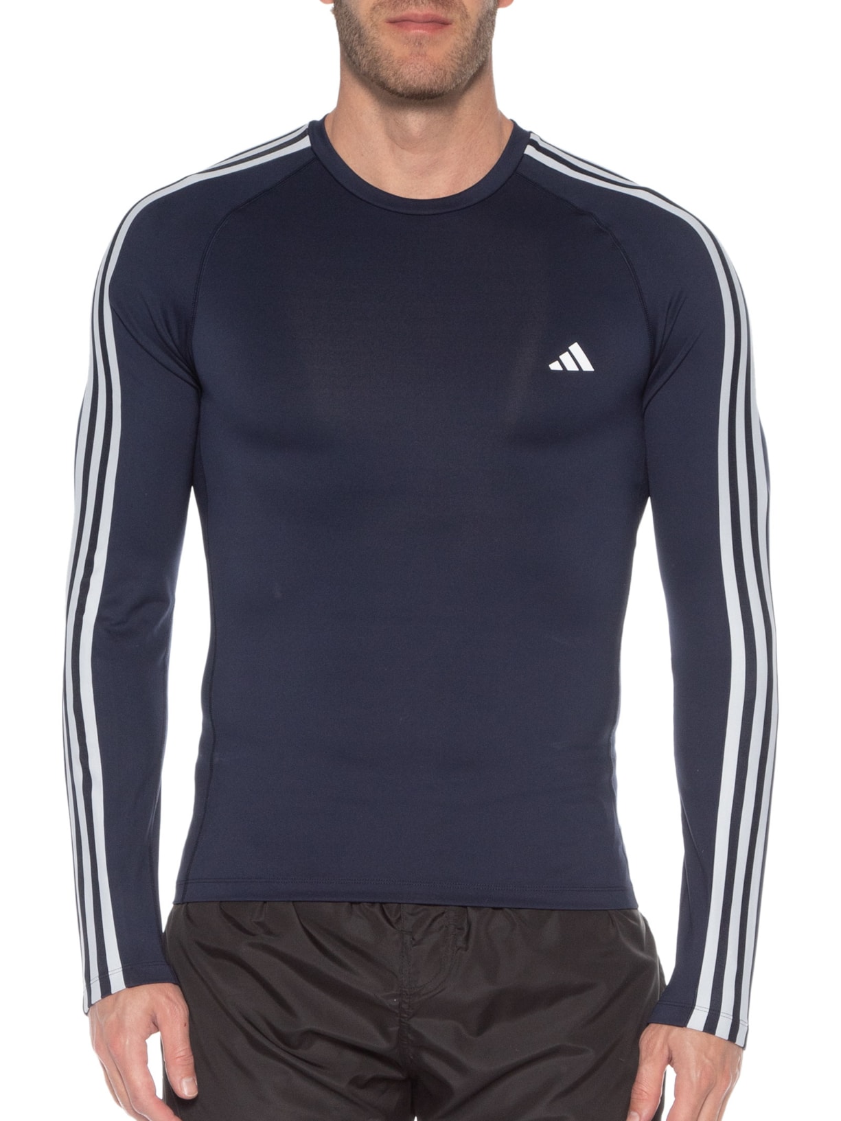 Camiseta Masculina Manga Longa Techfit Azul Adidas