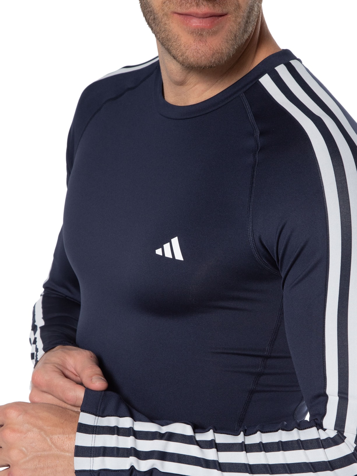 Camiseta Masculina Manga Longa Techfit Azul Adidas