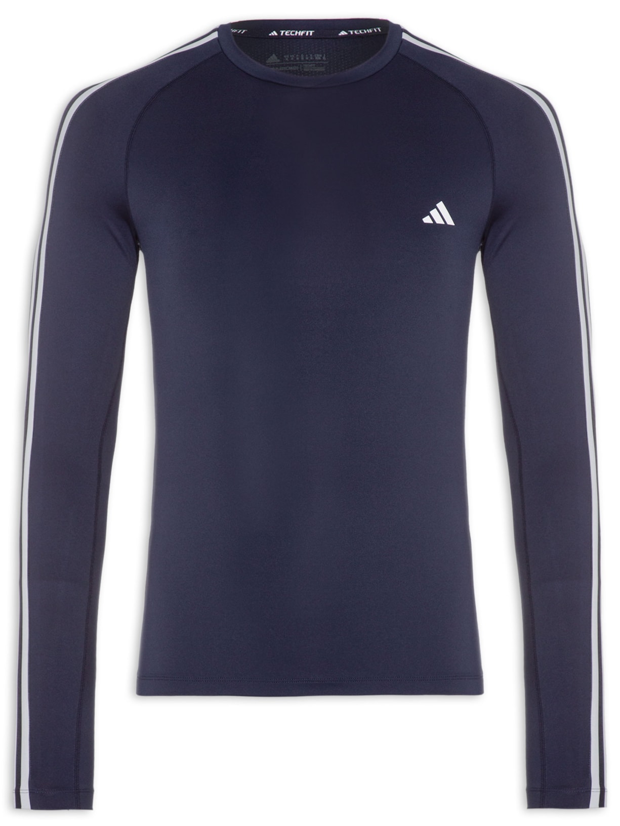 Camiseta Masculina Manga Longa Techfit Azul Adidas