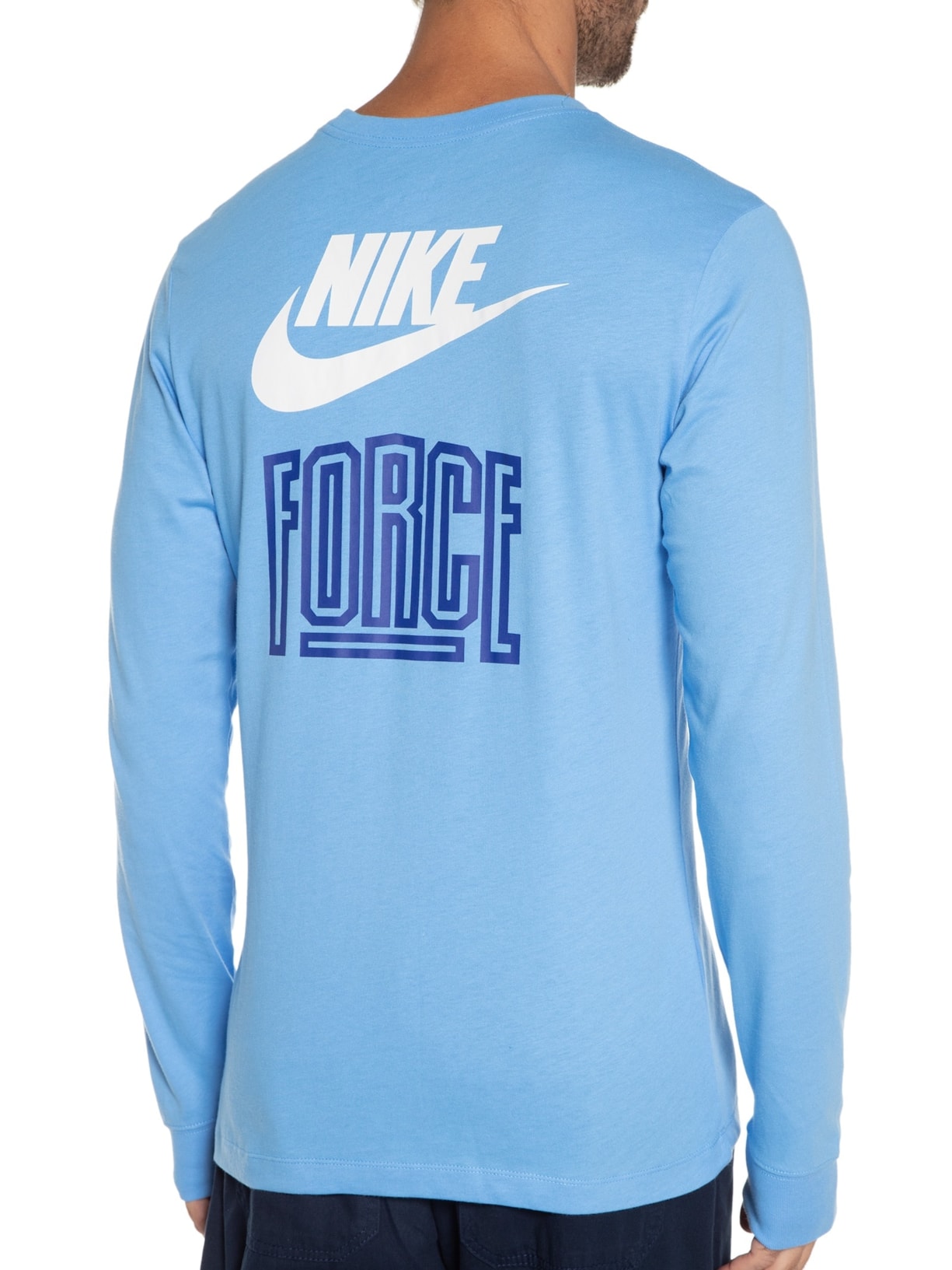 Camiseta Masculina Manga Longa Tee Ls St 5 Azul Nike