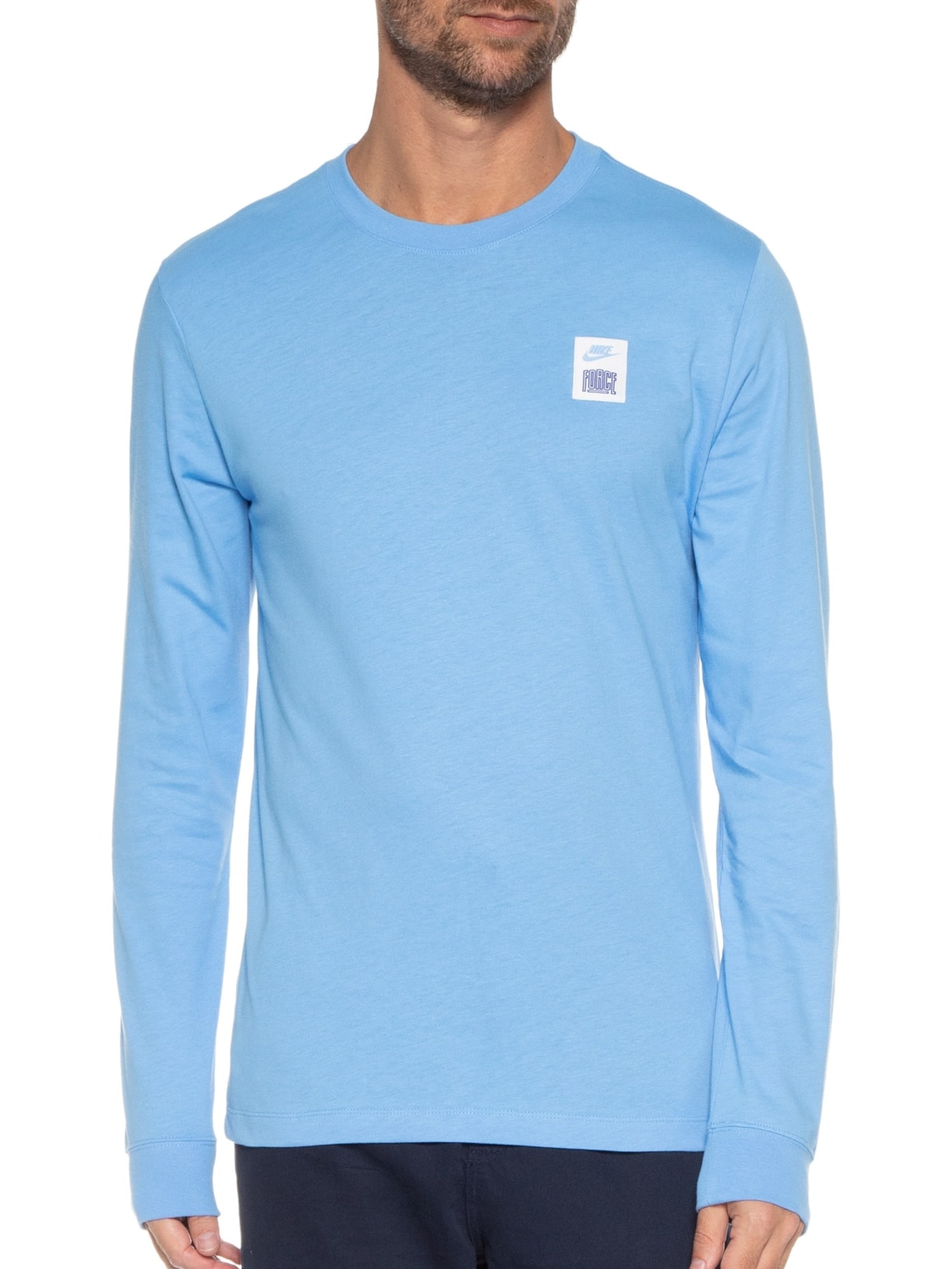 Camiseta Masculina Manga Longa Tee Ls St 5 Azul Nike