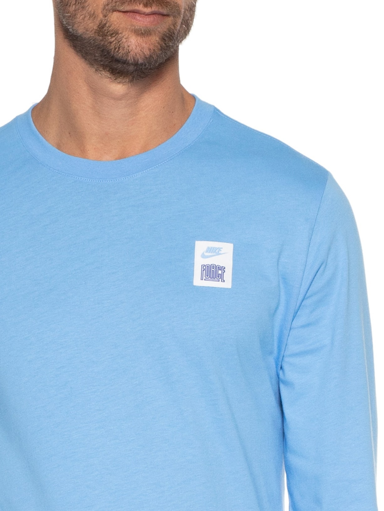 Camiseta Masculina Manga Longa Tee Ls St 5 Azul Nike