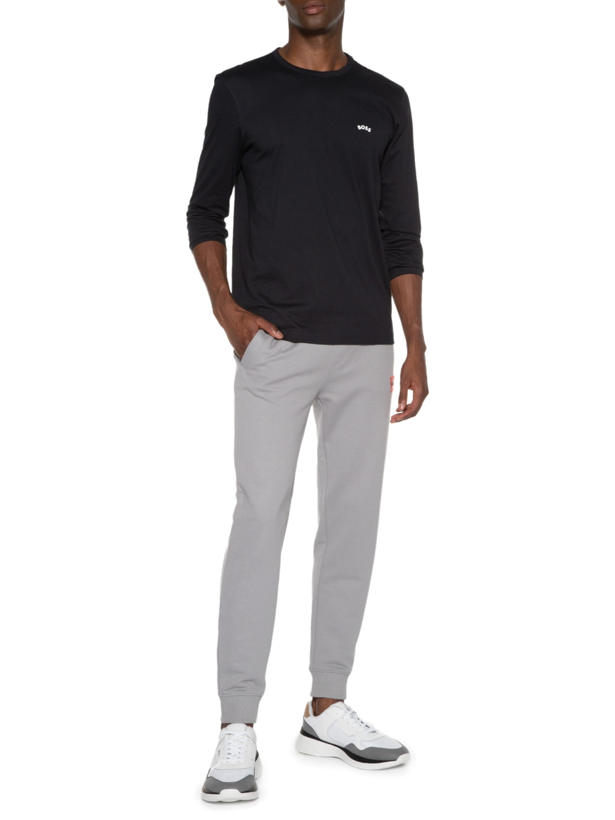 Camiseta Masculina Manga Longa Togn Curved Azul Boss