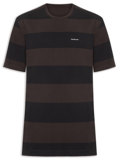 Camiseta Masculina Manga Rugby Listrada - Marrom