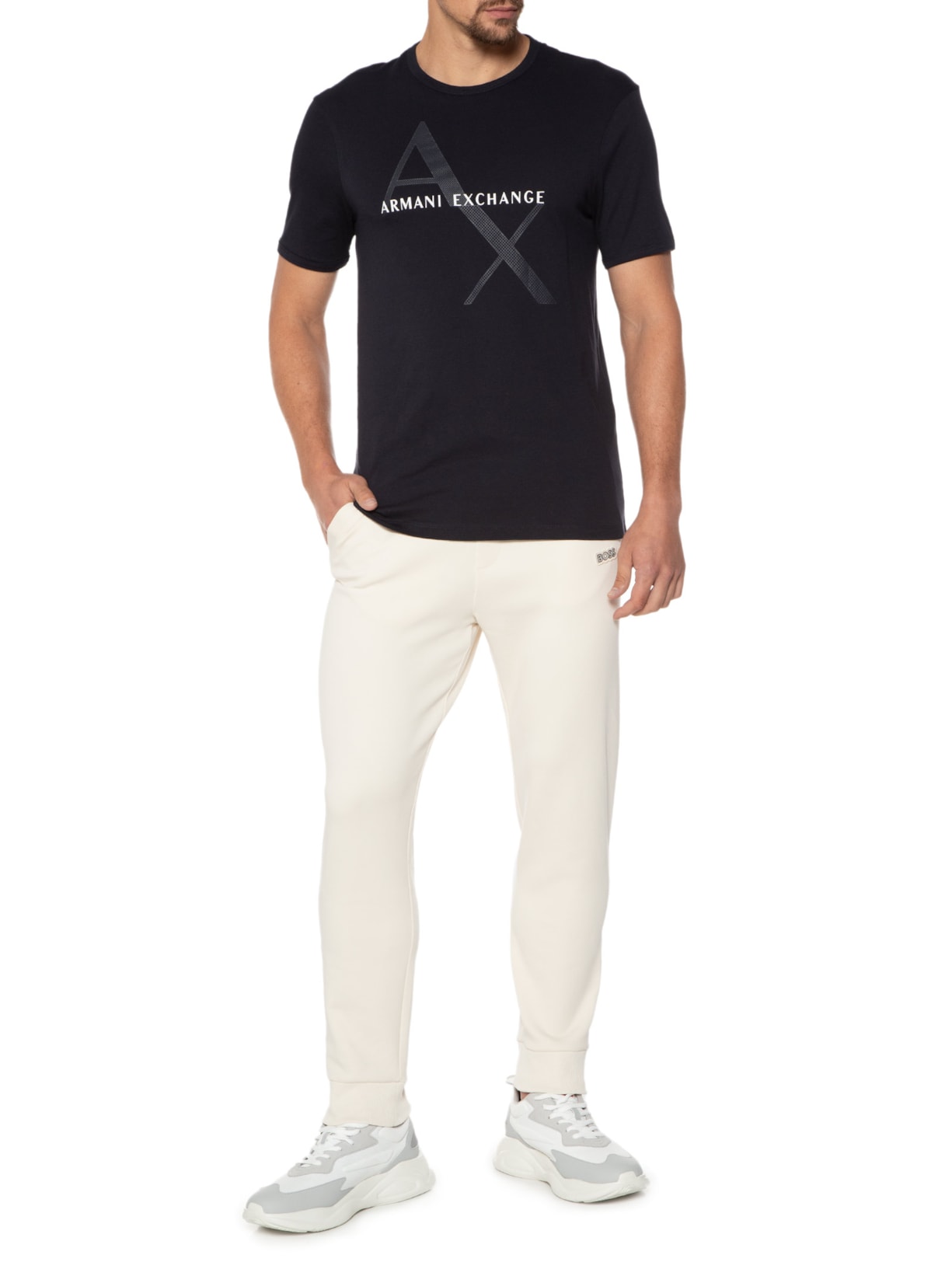 Camiseta Masculina Mangas Curtas Azul Armani Exchange