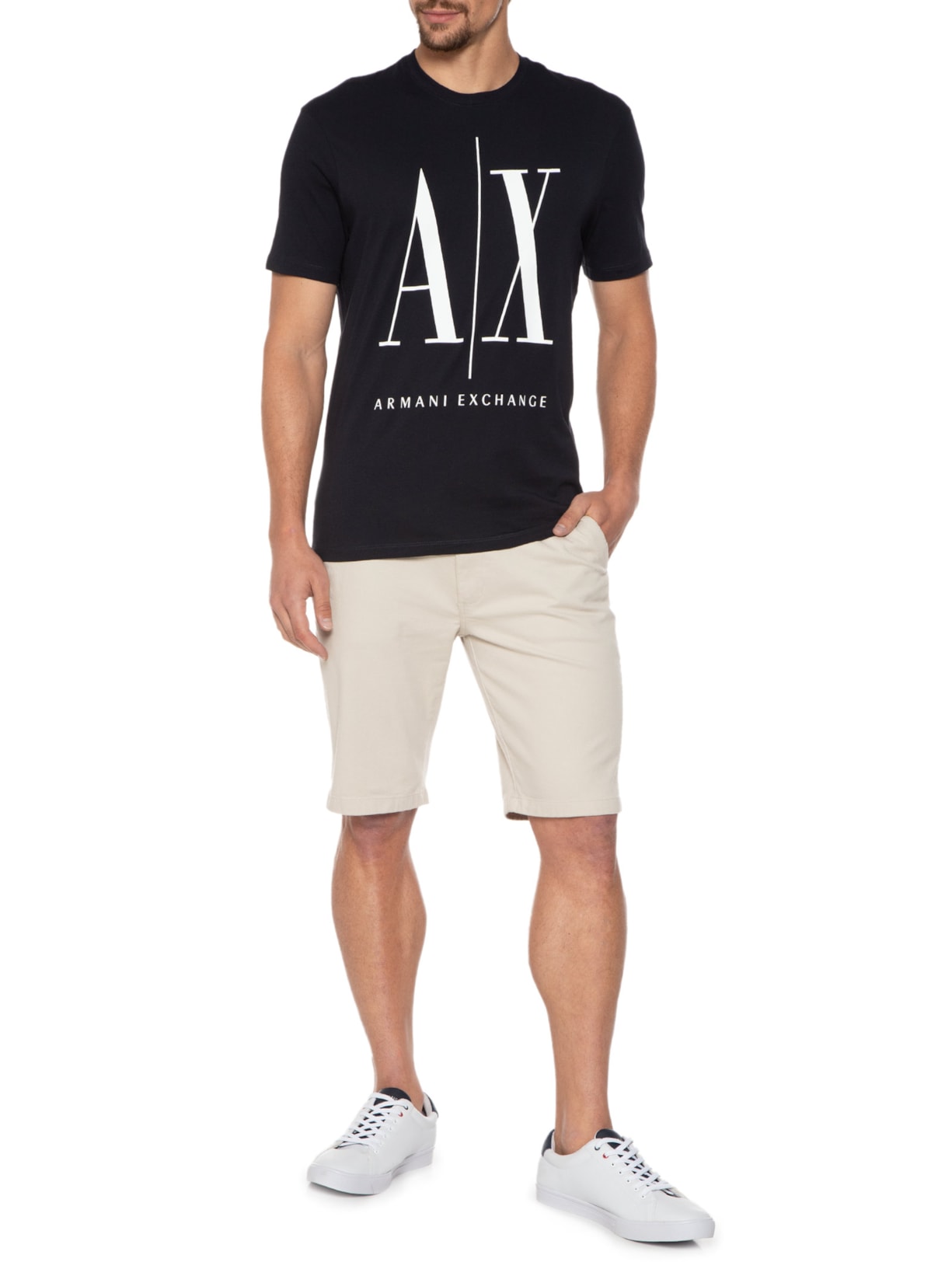 Camiseta Masculina Mangas Curtas Azul Armani Exchange