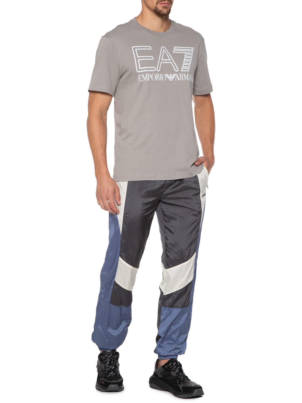 Camiseta Masculina Mangas Curtas Cinza Ea7 Emporio Armani