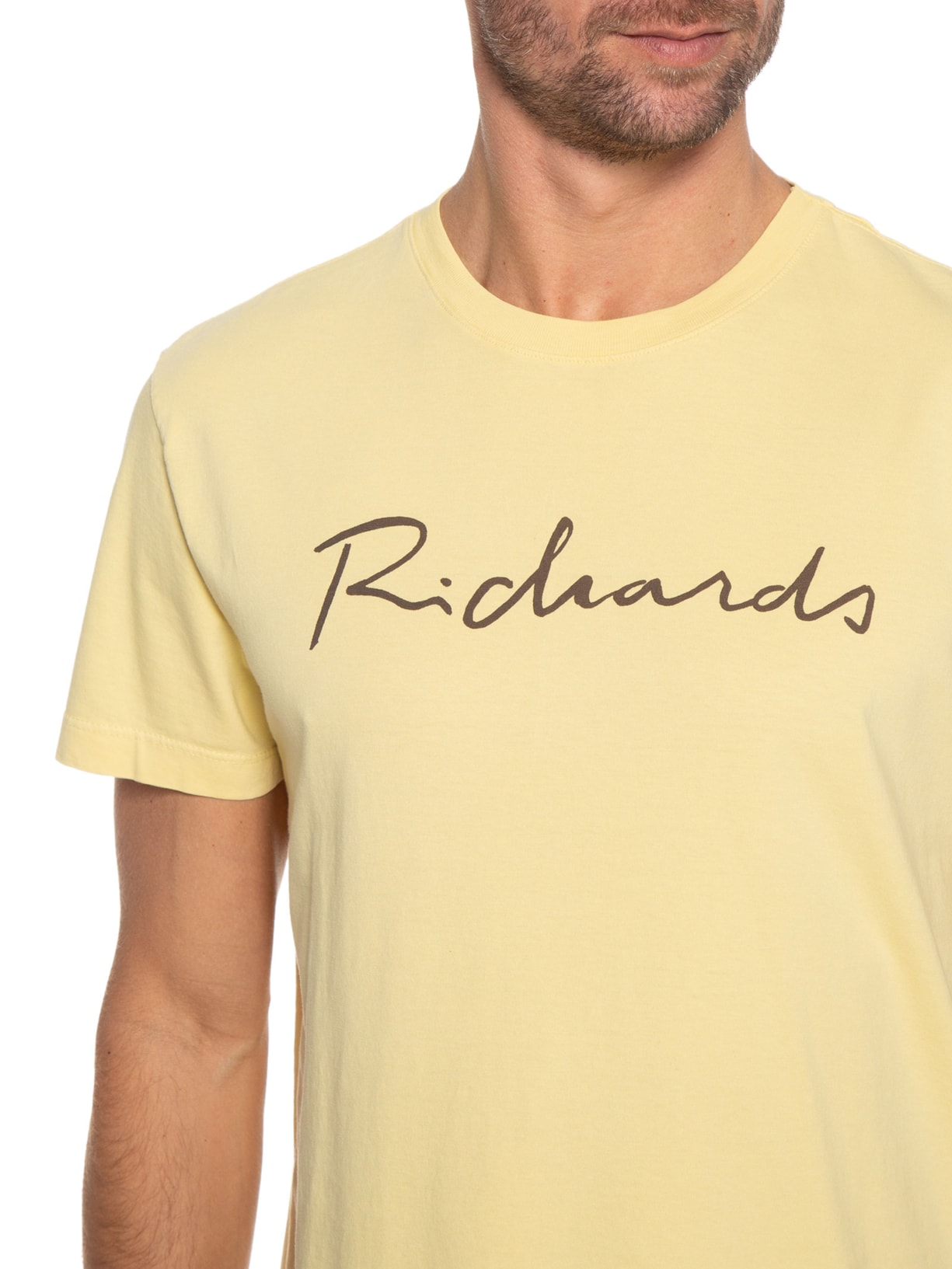 Camiseta Masculina Manuscrito Manga Curta Amarelo Richards