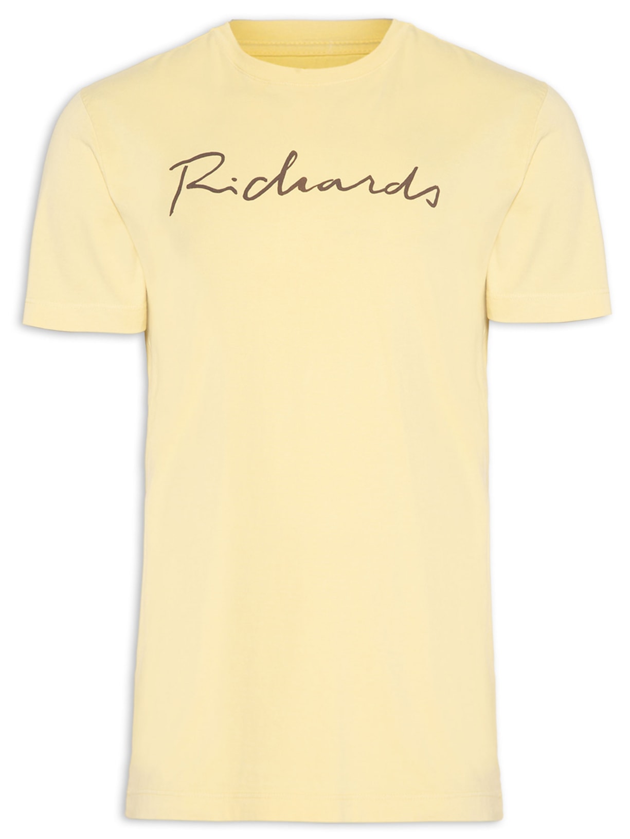 Camiseta Masculina Manuscrito Manga Curta Amarelo Richards