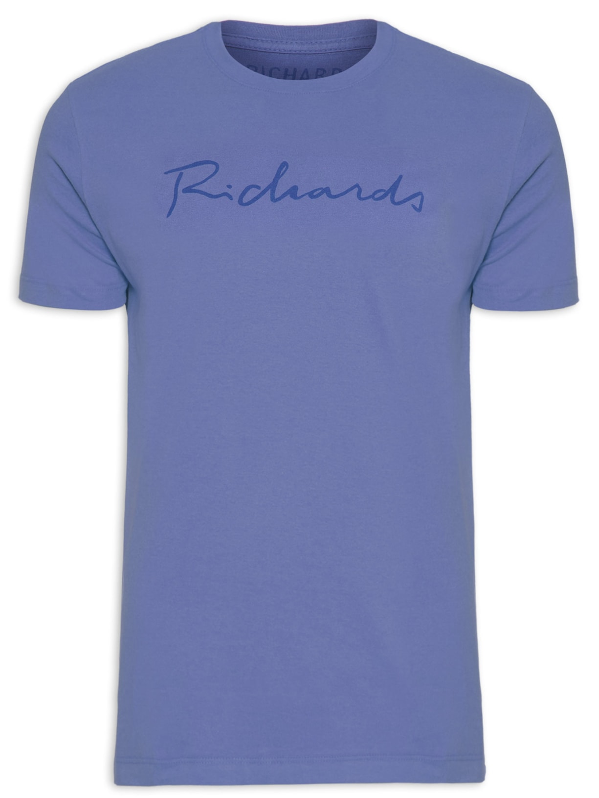 Camiseta Masculina Manuscrito Manga Curta Azul Richards