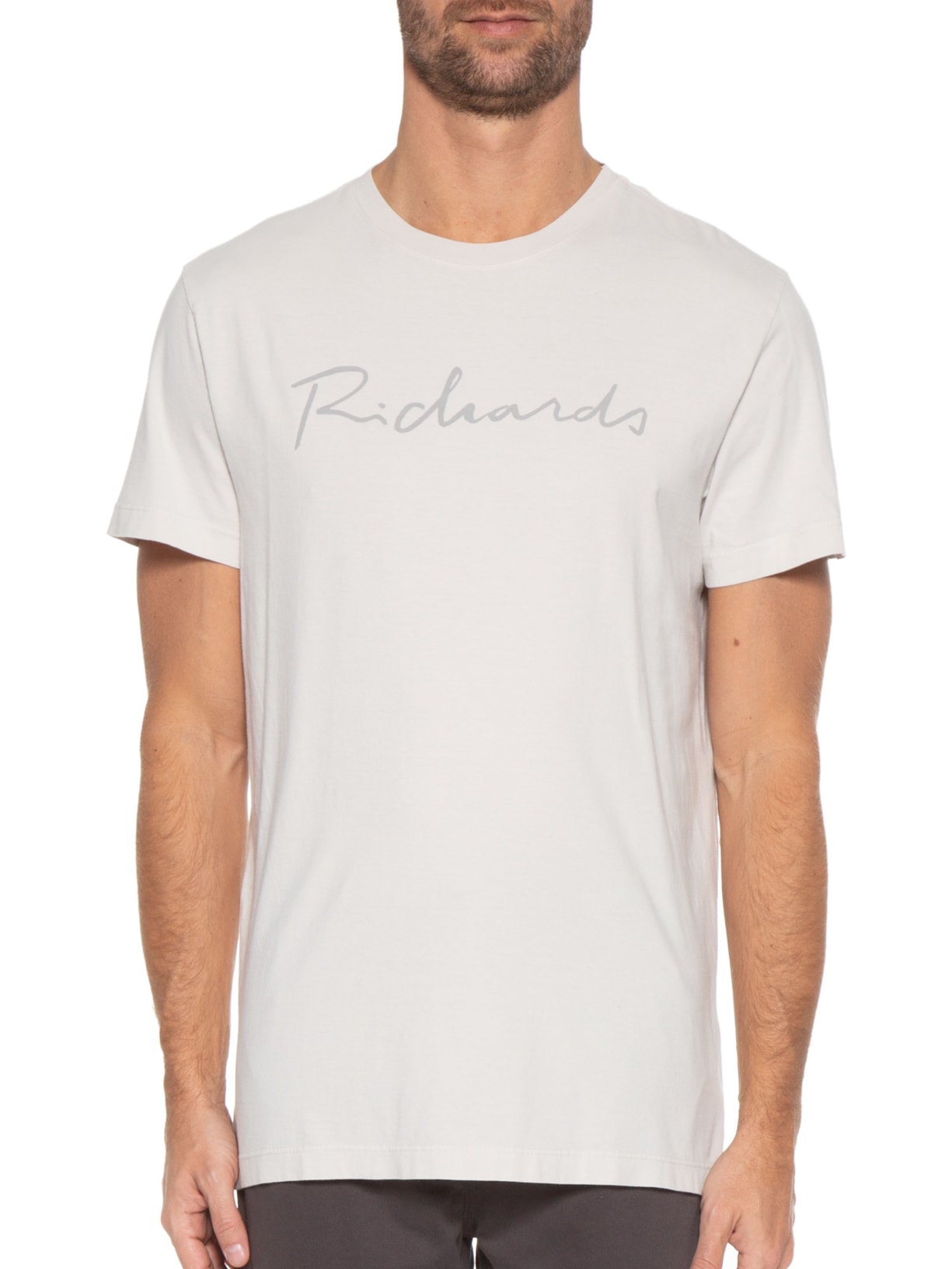 Camiseta Masculina Manuscrito Manga Curta Cinza Richards