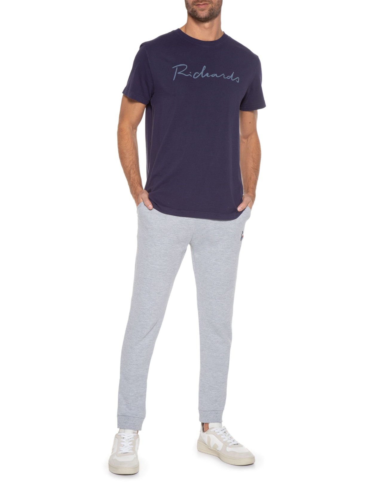 Camiseta Masculina Manuscrito Manga Curta Roxo Richards