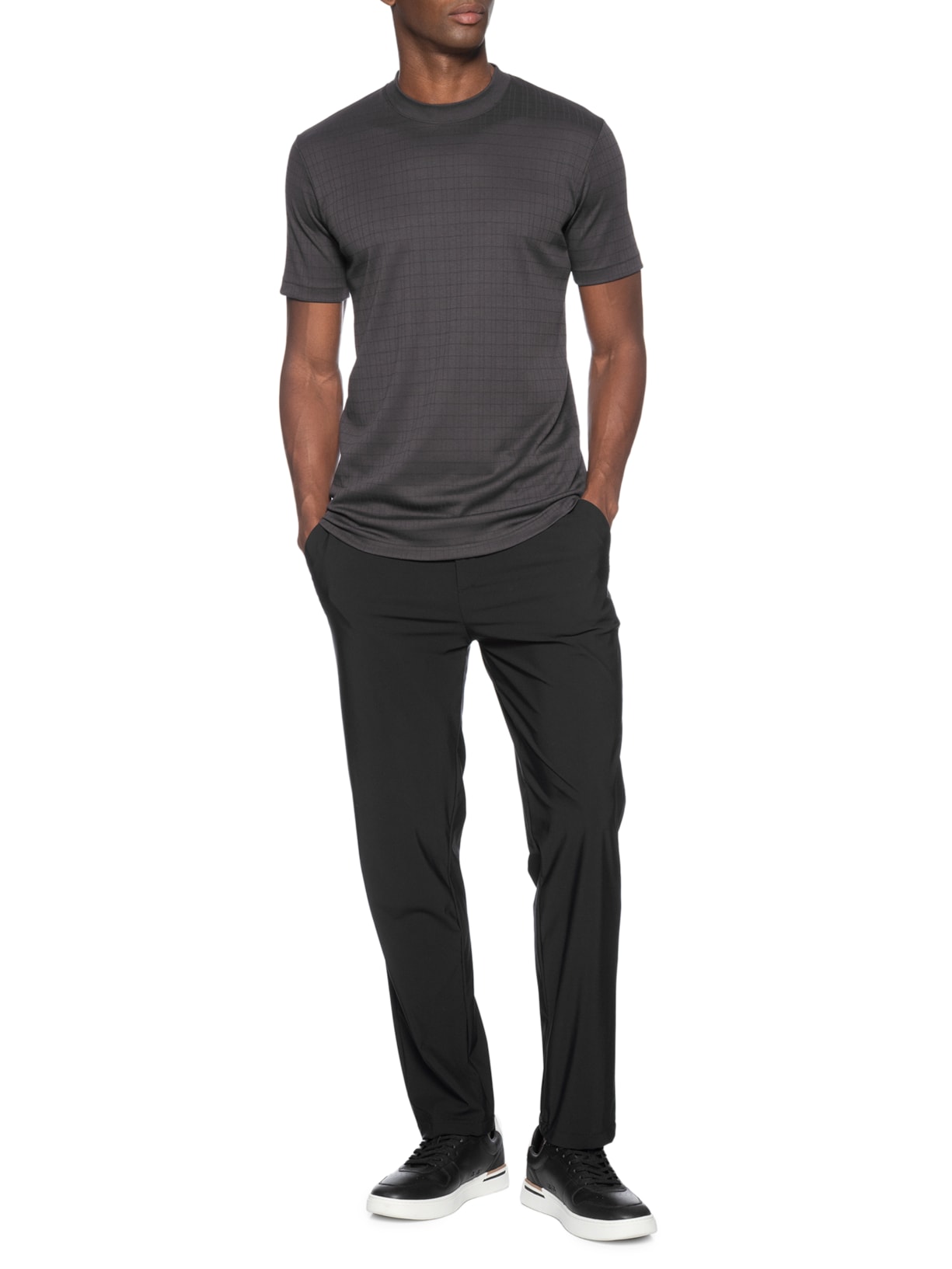 Camiseta Masculina Maquinetada Gola Média Cinza Ricardo Almeida